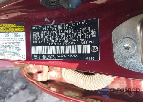 2005 Toyota Avalon Touring из США, поврежденный, VIN 4T1BK36B15U033372